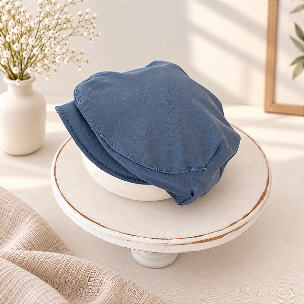 Boina Dupla Face Newborn Azul Jeans