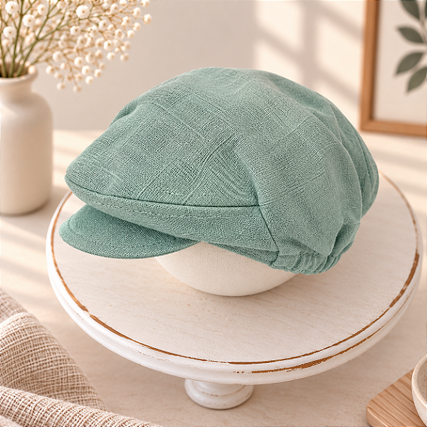 Boina Dupla Face Newborn Verde Menta e Off