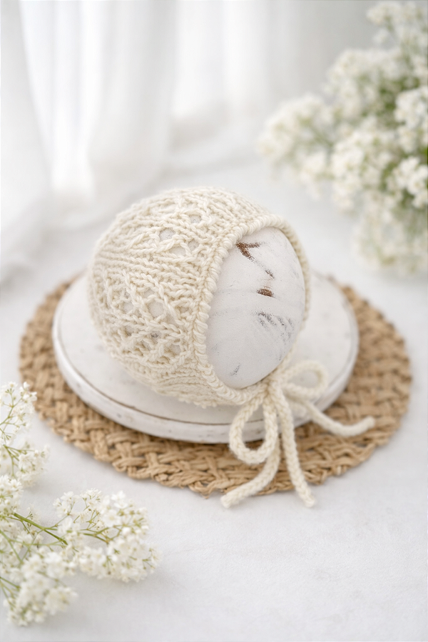 Touca Merino Trabalhada Creme