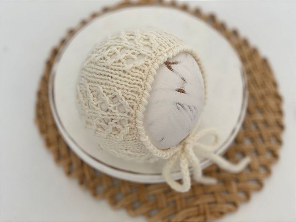 Touca Merino Trabalhada Creme