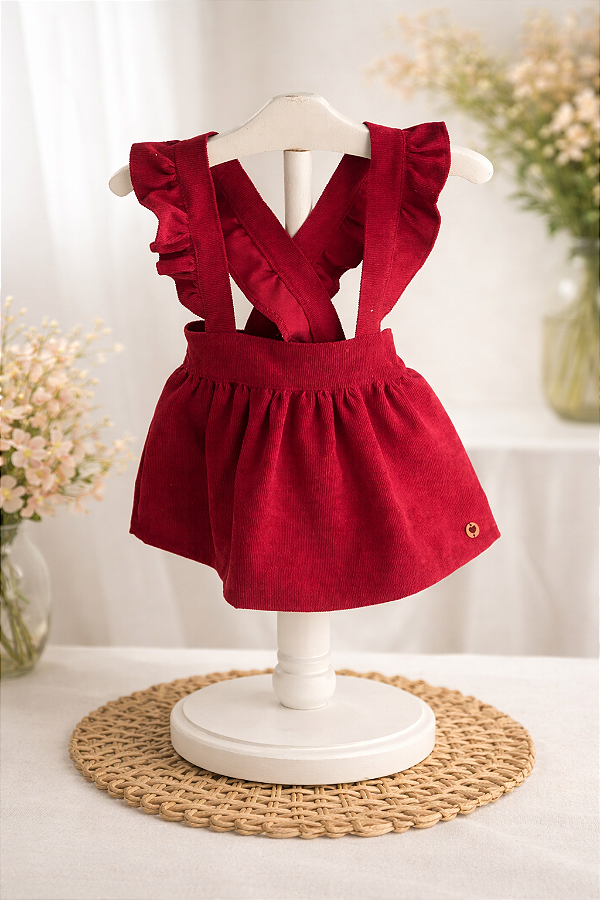 Salopete Veludo Cotelê Vermelho