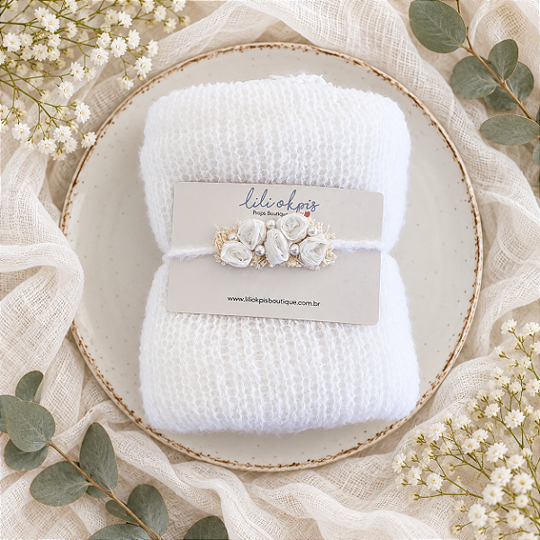 Conjunto Wrap Mohair com Headband Branco