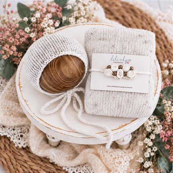 Kit Wrap Mohair Branco Rústico