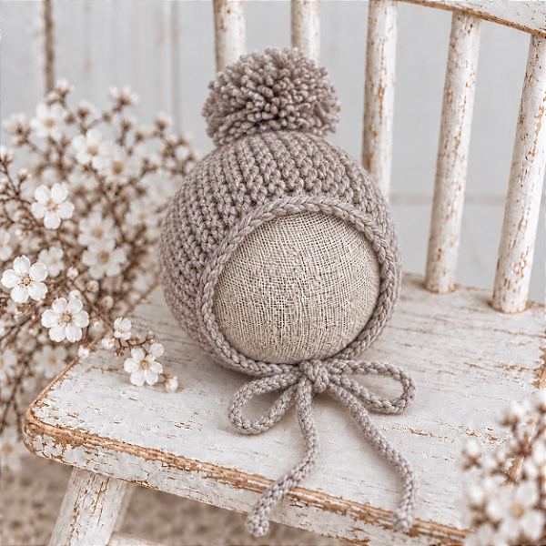 Touquinha Pompom Candy Cappuccino