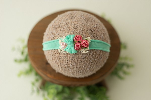 Headband Luiza Verde e Rosa