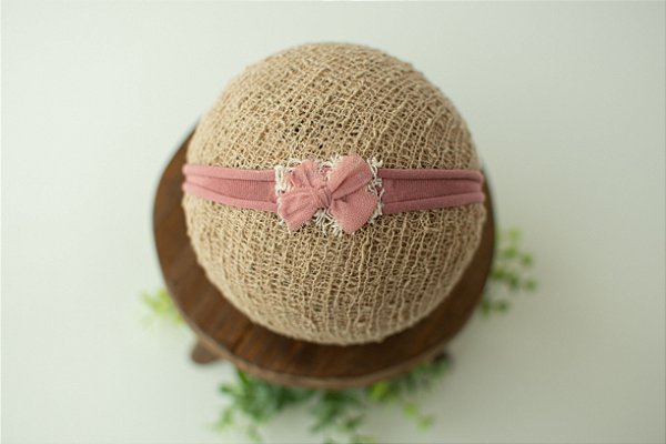 Headband Lacinho Rosa Envelhecida