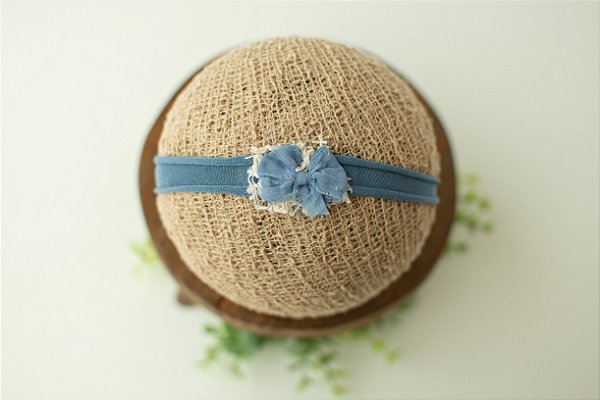 Headband Lacinho Azul Jeans