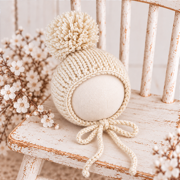 Touca Pompom Candy Creme