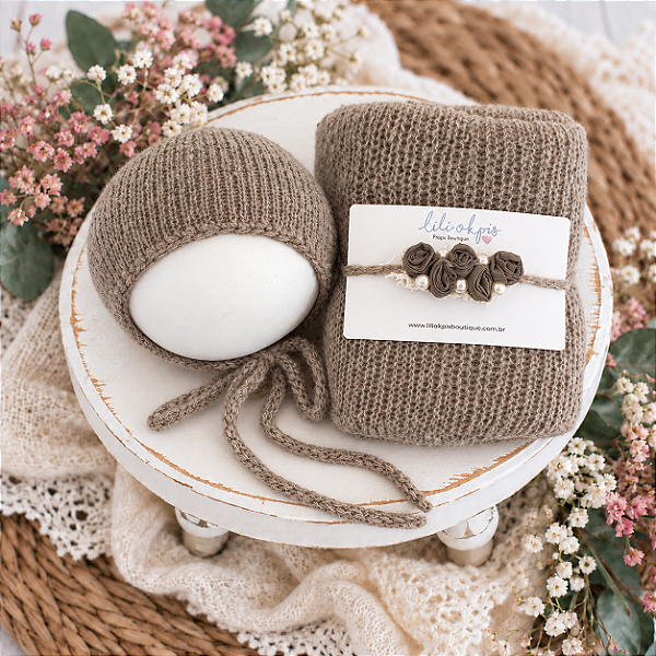 Kit Wrap Mohair Bege Escuro