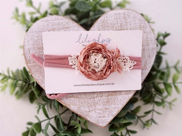 Headband Mara Rosa Envelhecida (tira de amarrar)