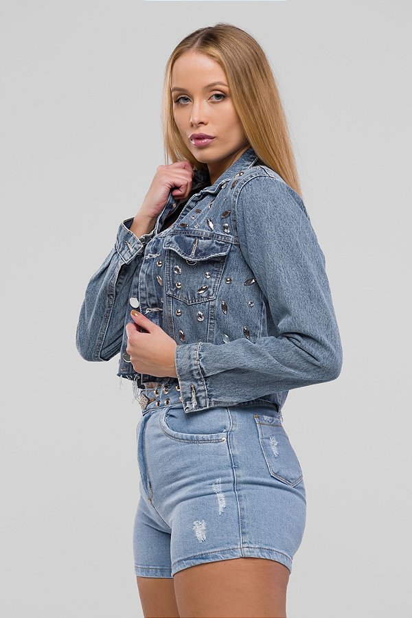 Jaqueta Jeans Com Pedrarias