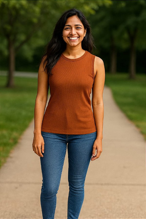 Regata Cropped Canelada Marrom