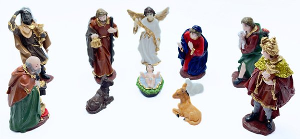 Presépio 11 peças Resina 10 Cm Decoração Natal