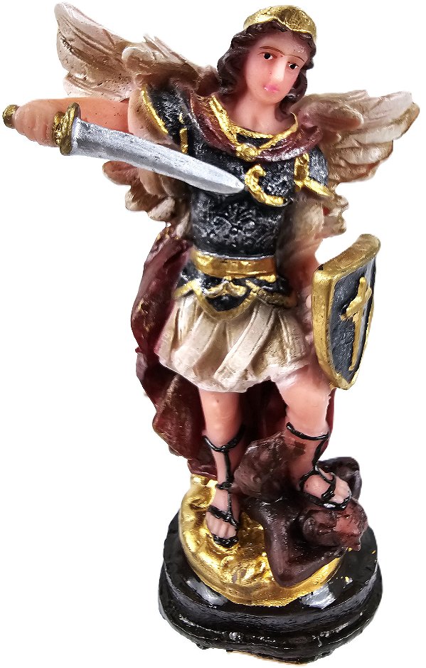 Imagem Estatueta São Miguel Pintura Envelhecida 12cm Resina