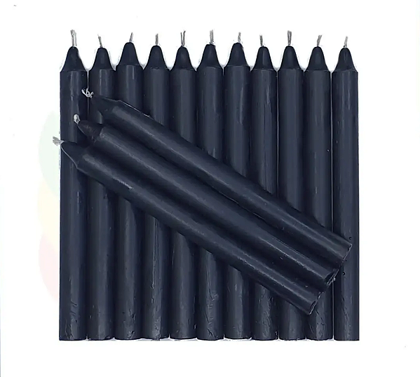 Vela Palito Preta 18cm kit 10 Unidades