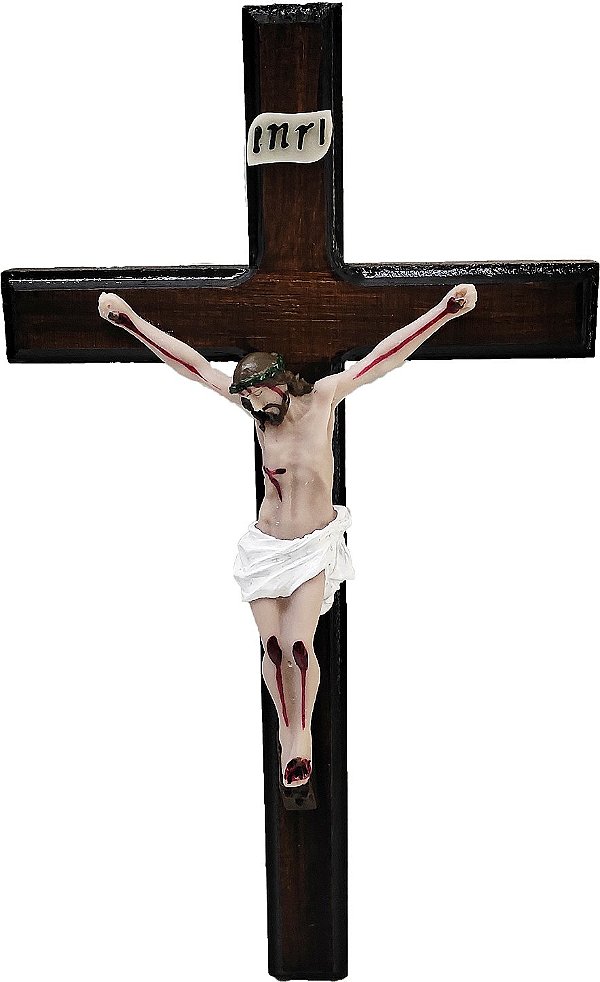 Crucifixo De Parede 25 x 16 Madeira E Resina