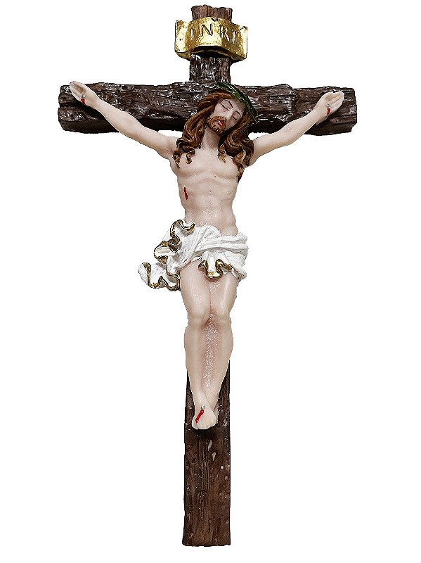 Cruz Crucifixo de Parede 25 x15 cm de Resina