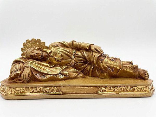 Imagem Estatueta São José Dormindo Dourado 20cm Gesso