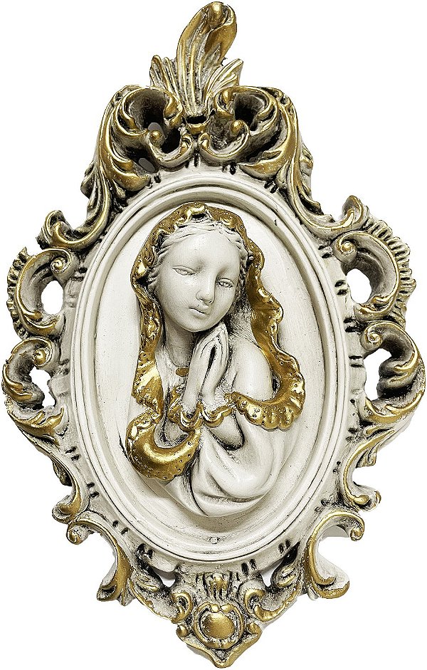 Imagem Quadro Em Relevo Para Parede de Maria 20cm Gesso