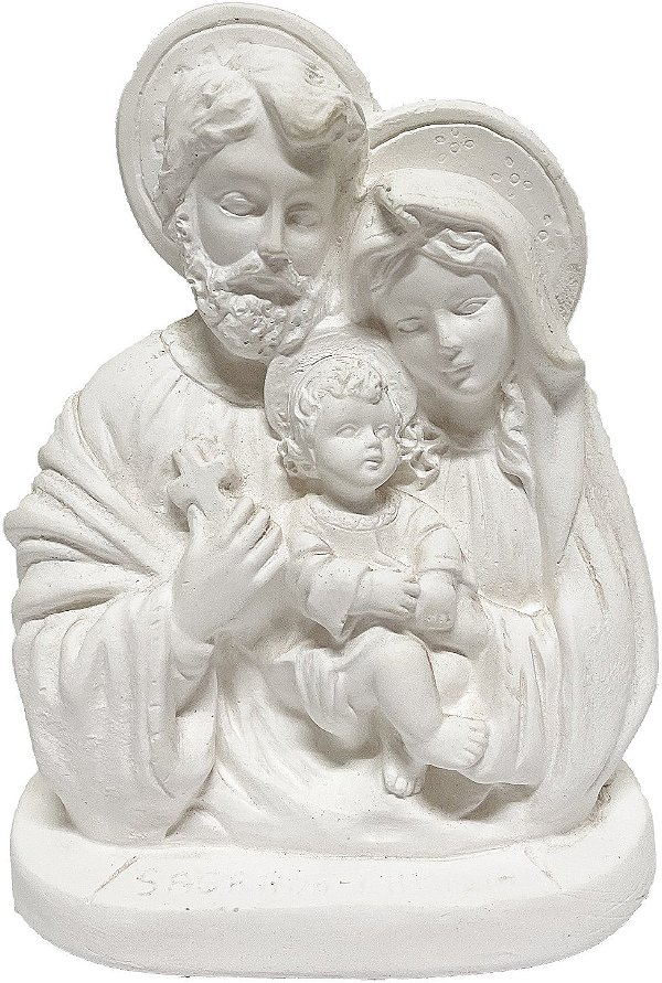 Imagem Sagrada Família Busto sem pintar 15cm Gesso