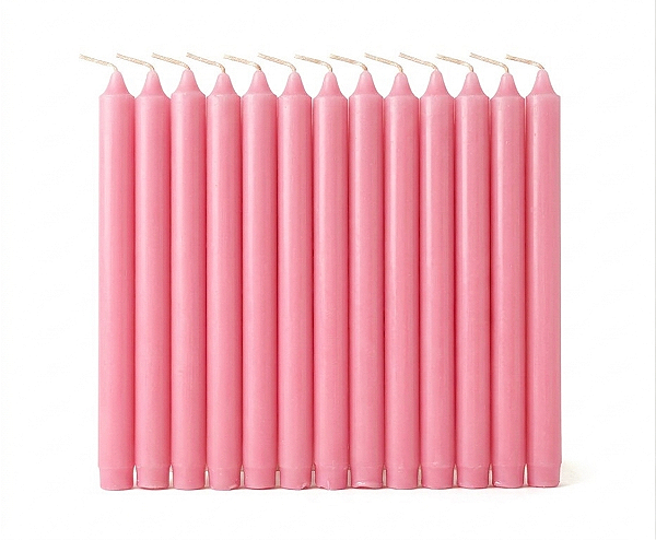 Vela Palito Rosa 18cm kit 10 Unidades