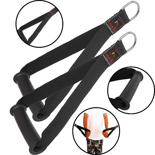 Par Alça Puxador Lateral Do Cross Over Polia Para Treino de Musculação Profissional