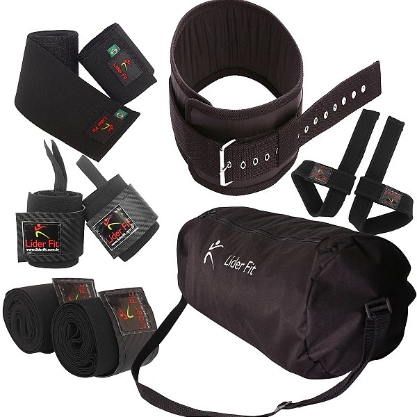Kit Profissional Para Treino de Musculação Completo Líder Fit