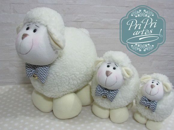 Kit 3 ovelhas tamanhos 15cm, 20cm e 30cm de altura