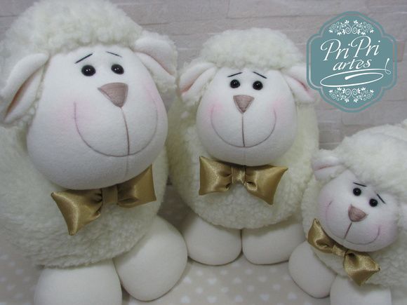 Kit 3 Ovelhinha Tam. 20cm, 25cm e 30cm de altura