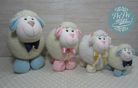 Kit com 4 ovelhas tamanhos 15cm, 20cm, 25cm e 30cm de altura