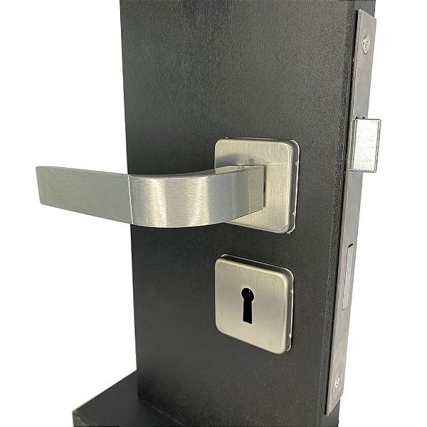 Fechadura de Porta Interna Escovada 40mm Roseta Quadrada Mgm