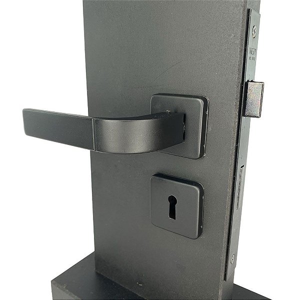 Fechadura de Porta Interna Preto Fosco Roseta Quadrada Mgm