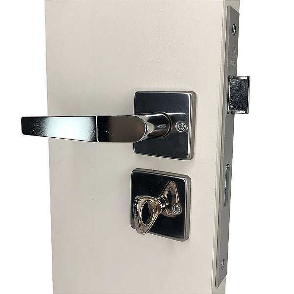 Fechadura de Banheiro Quadrada Inox Cromada Ferca