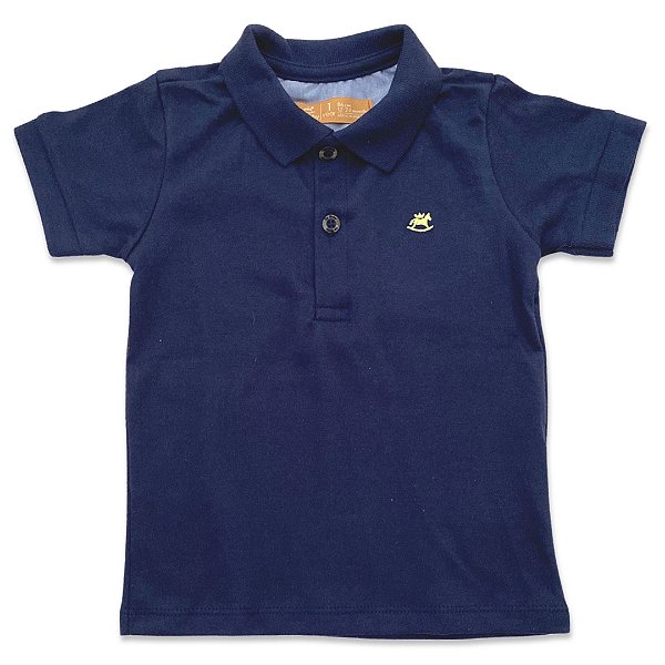 Camisa Polo Infantil em Suedine Azul Marinho  - Tamanho 1 a 4
