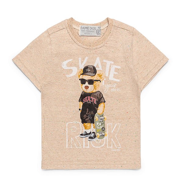 Camiseta Infantil Botone Skate Bege - Dame Dos - Tam 1