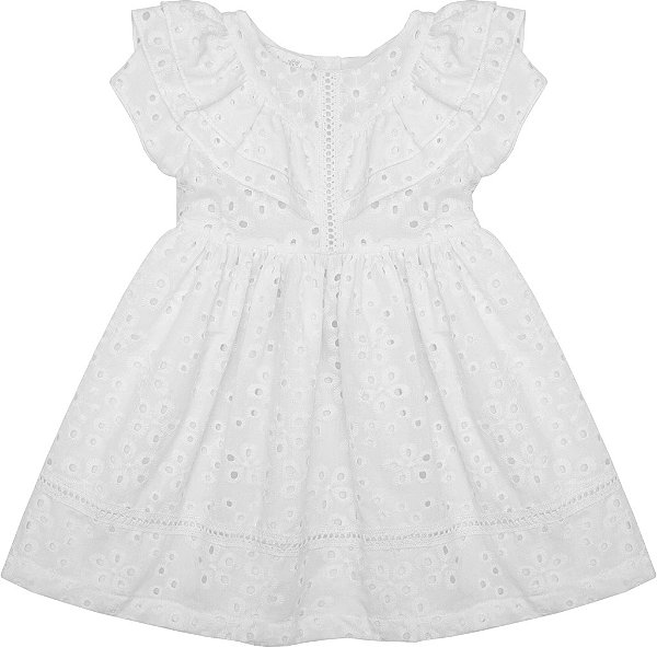 Vestido Infantil Laise Branco - Tam M a 6