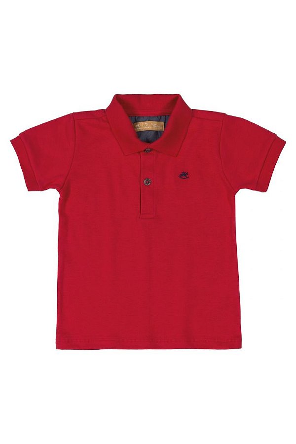 Camiseta Polo em Suedine Vermelho - Tam 1 a 8