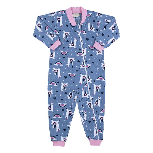 Pijama Infantil Macacão em Soft Estampa Lhama