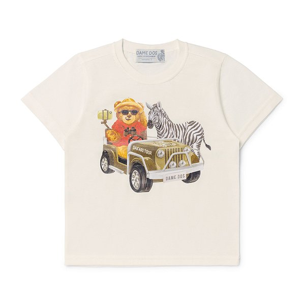 Camiseta Infantil Urso Safari Off White - Tam M