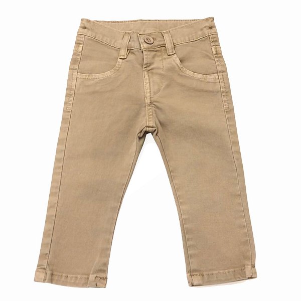 Calça Infantil Sarja Masculina Cáqui - Tamanho M a 1