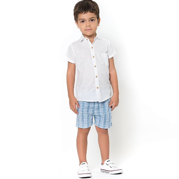 Camisa Bata Branca Infantil - Tamanho 4-5 anos