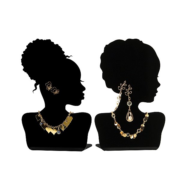 Kit 2 Busto Expositor Afro Para Colar E Brinco Acrílico Top
