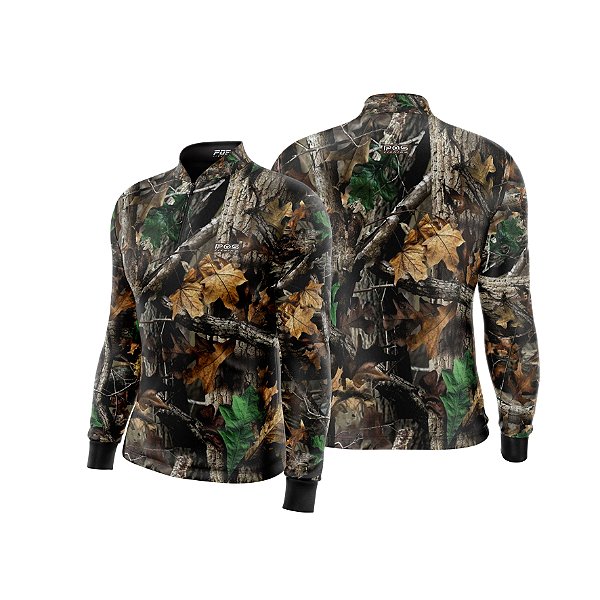 Camisa de Pesca Gola com Zíper 2019 Ref. 04 Estampa Camuflado