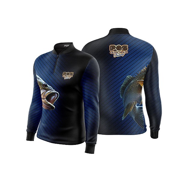 Camisa de Pesca Gola com Zíper 2019 Ref. 10 Estampa Peixe de Água Doce