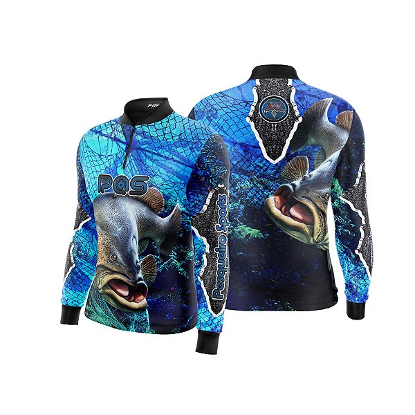 Camisa de Pesca Gola com Zíper 2019 Ref. 11 Estampa Peixe de Água Doce
