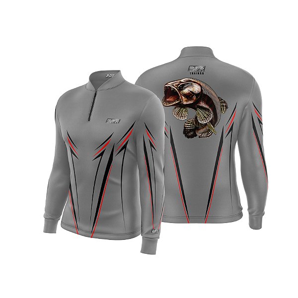 Camisa de Pesca Gola com Zíper 2019 Ref. 25 Estampa Peixe Traíra de Água Doce