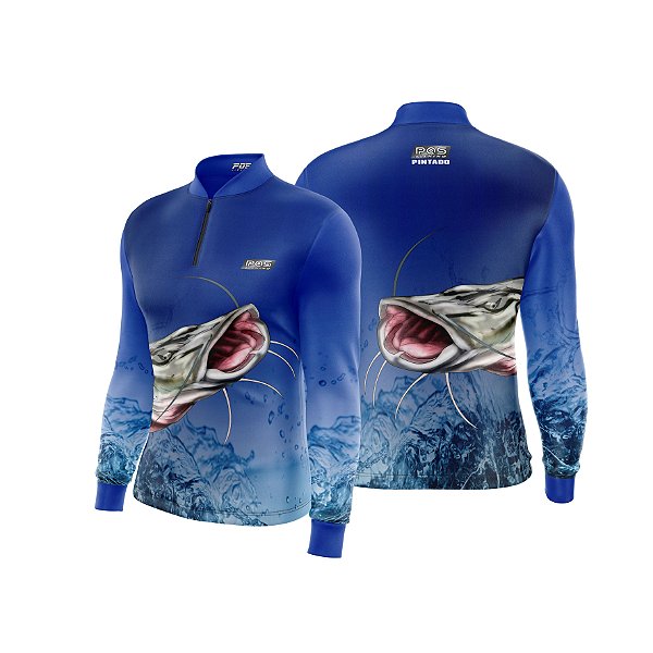 Camisa de Pesca Gola com Zíper 2019 Ref. 33 Estampa Peixe Pintato de Água Doce
