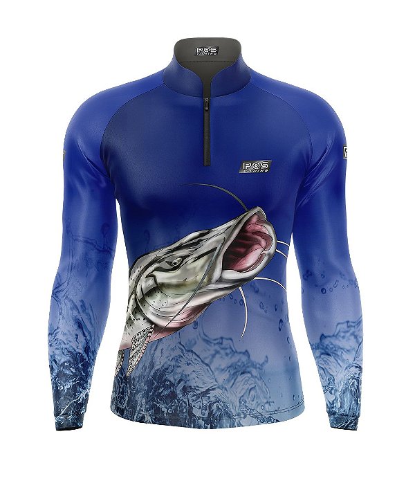 Camisa de Pesca Gola com Zíper 2019 Ref. 33 Estampa Peixe Pintato de Água Doce