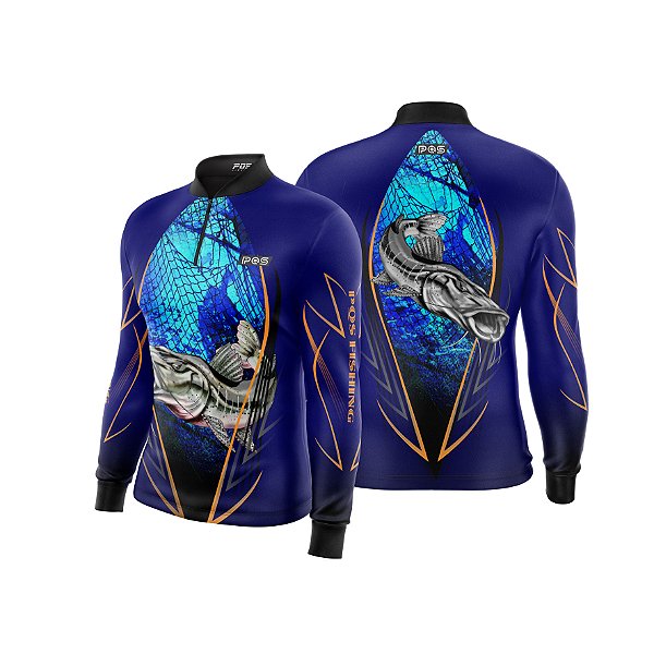 Camisa de Pesca Gola com Zíper 2019 Ref. 44 Estampa Peixe Pintado de Água Doce