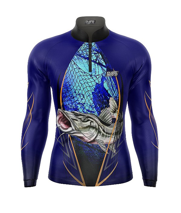 Camisa de Pesca Gola com Zíper 2019 Ref. 44 Estampa Peixe Pintado de Água Doce